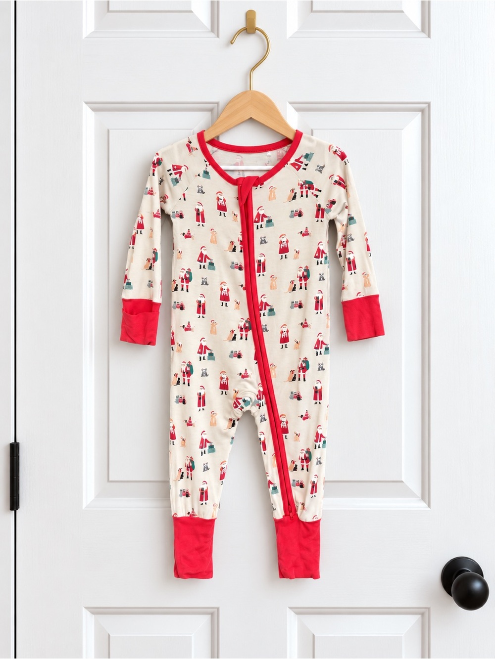 Dreamlot Baby 3-6M Santa Christmas Zipper Pajamas Holiday Sleeper